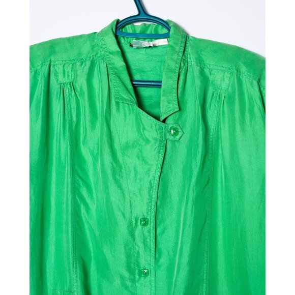 Deadstock Vintage Bianca Womens Size 6 Silk Windbreaker Jacket Green - Picture 2 of 6